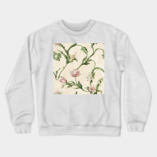 Vintage Pink and Green Floral Pattern Muted Tones Crewneck Sweatshirt